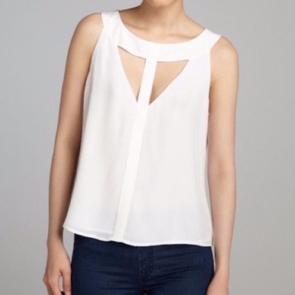 BCBG MaxAzria white silk tank blouse